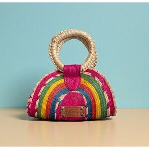 Nativa Colorful Rainbow Straw Bag / Taco Style Small Purse